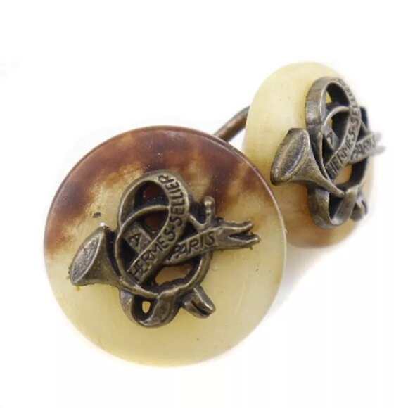 HERMES rap cuffs Beige / Brown Buffalo horn mens - Picture 3 of 4